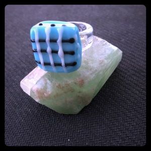Hand painted glass ring.